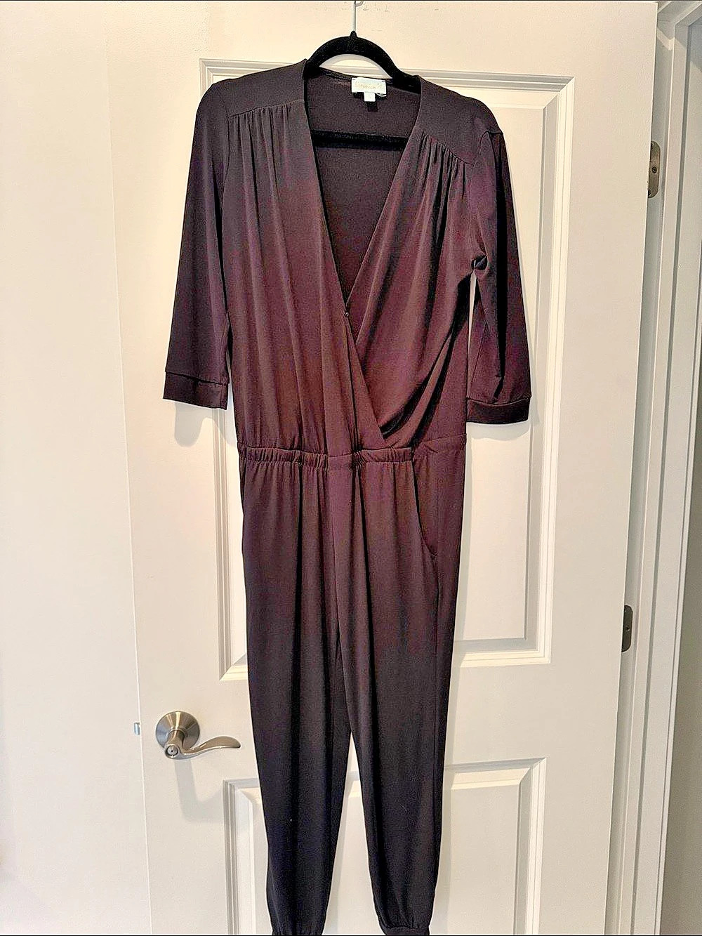Veronica  M. Wrap Front Jumpsuit in Black Small Like New